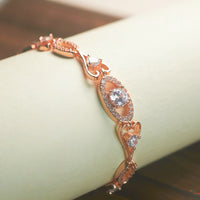 Crystal Heart & Oval Link Bracelet