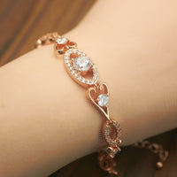 Crystal Heart & Oval Link Bracelet