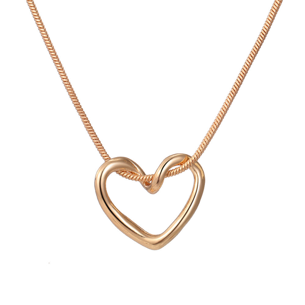 Hollow Heart Snake Chain Necklace