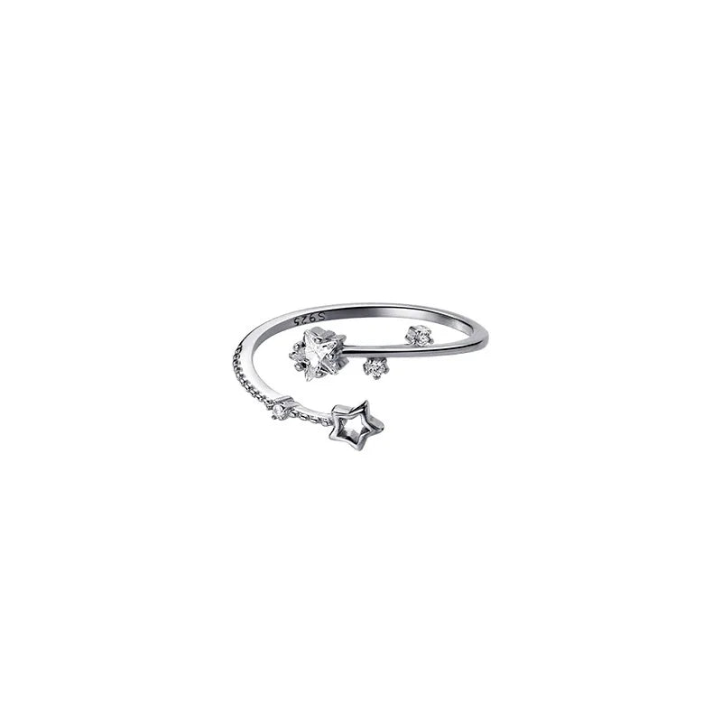 Crystal Star Silver Ring